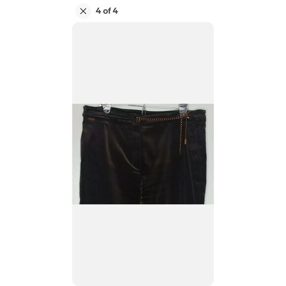 ST. JOHN Sport Pants Sz 12 Brown Velvet Velour  Chain Detail - Picture 4 of 4